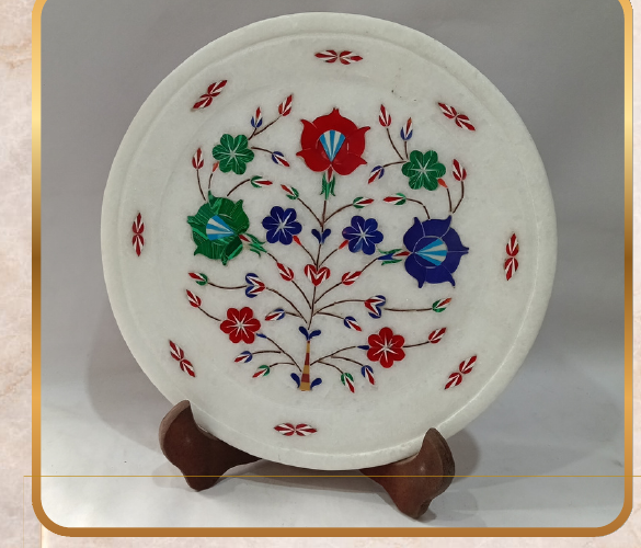 Marble Plate – Inlay Work, Size: 10"
