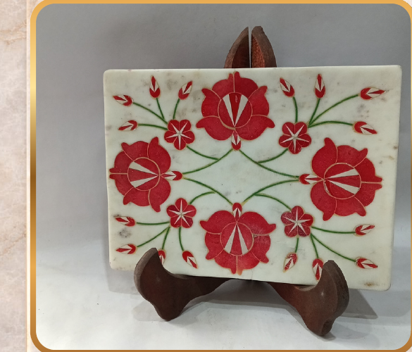 Marble Tray – Inlay Work, Size: 9x6"