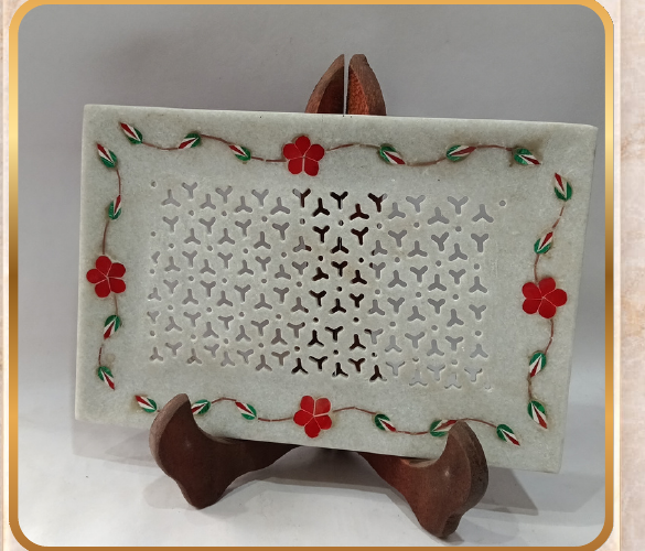 Marble Tray – Inlay Work, Size: 9x6"