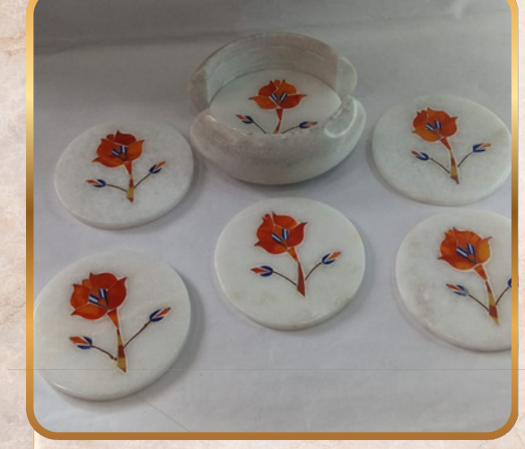 Tea Coaster – Inlay Work, Size: 4"