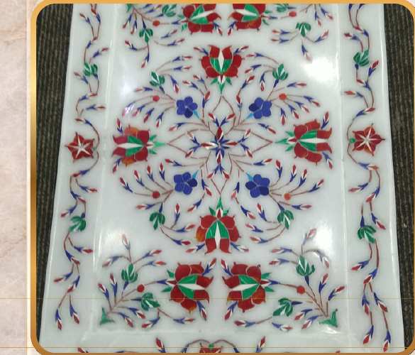 Marble Tray – Inlay Work, Size: 14x10"