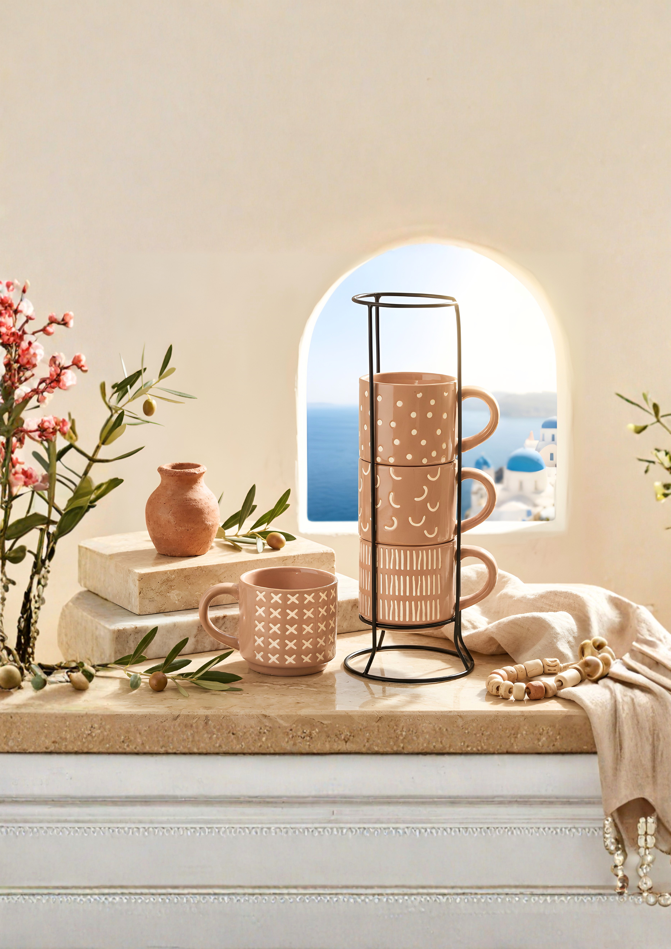 Ocean Ceramic Mugs with Stand — Beaver — Brown / White