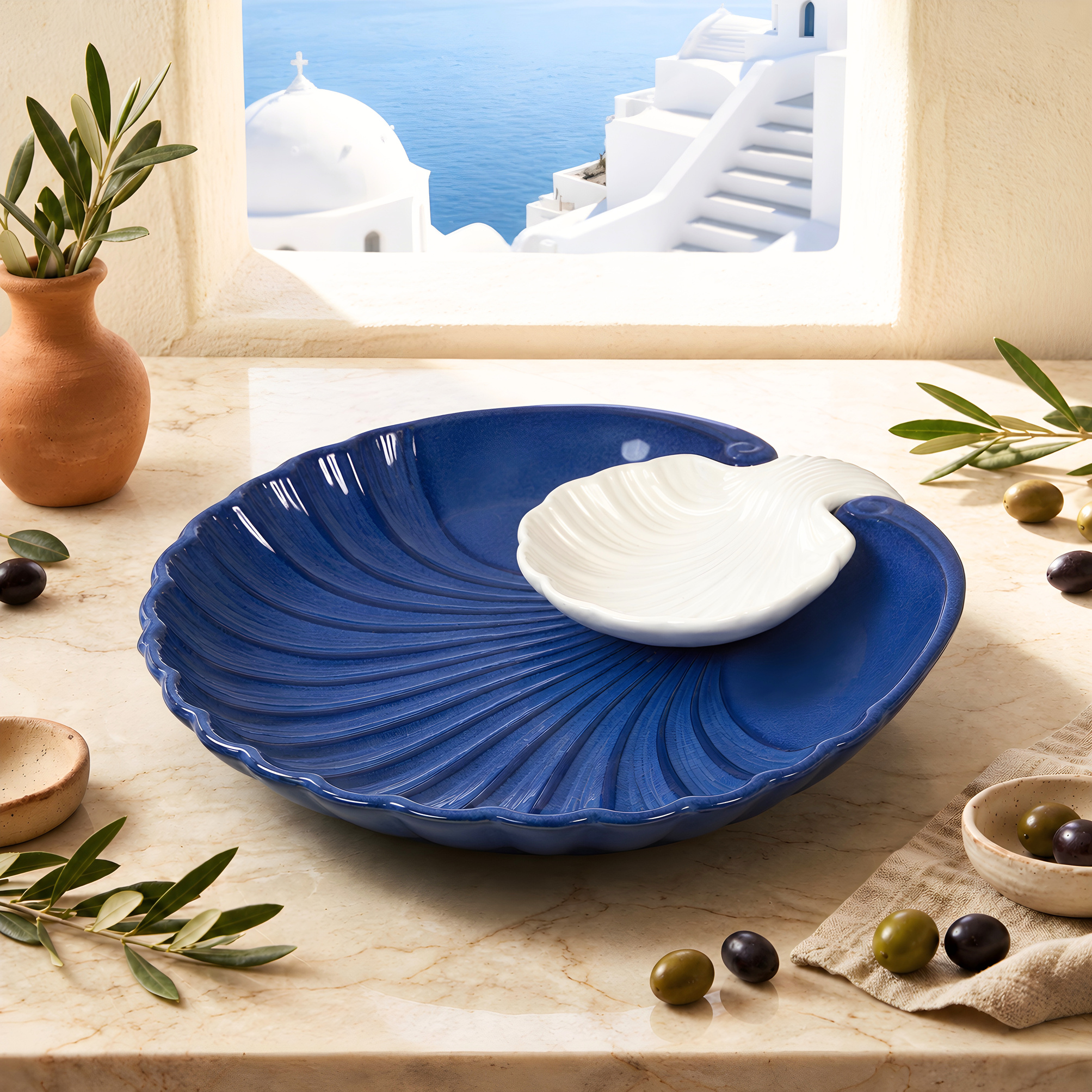 Deep Blue / White Dip Bowl