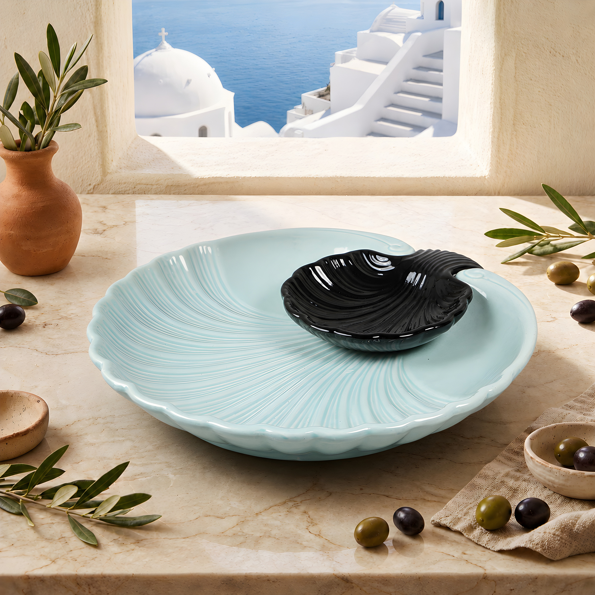 Pale Aqua / Black Dip Bowl