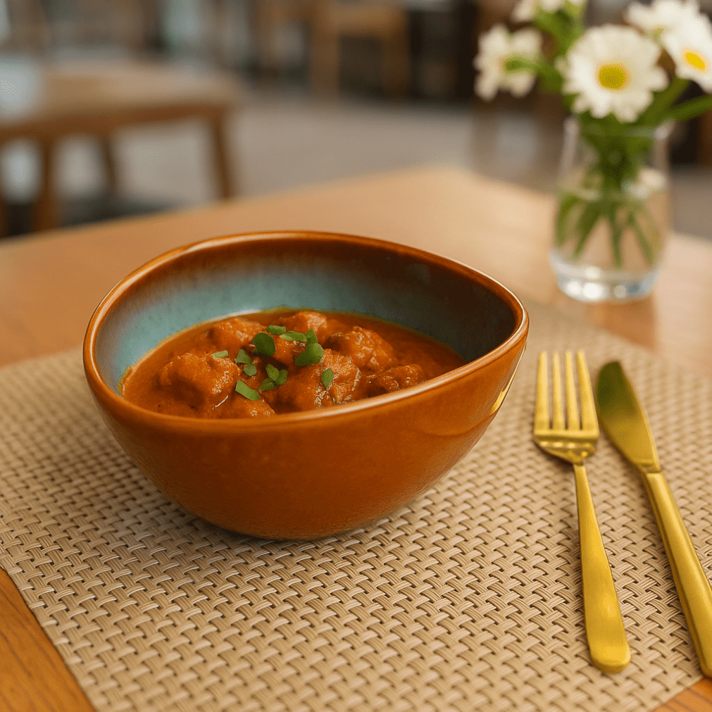 Handcrafted Triangular Ceramic Bowl – Teal and Amber Glaze
