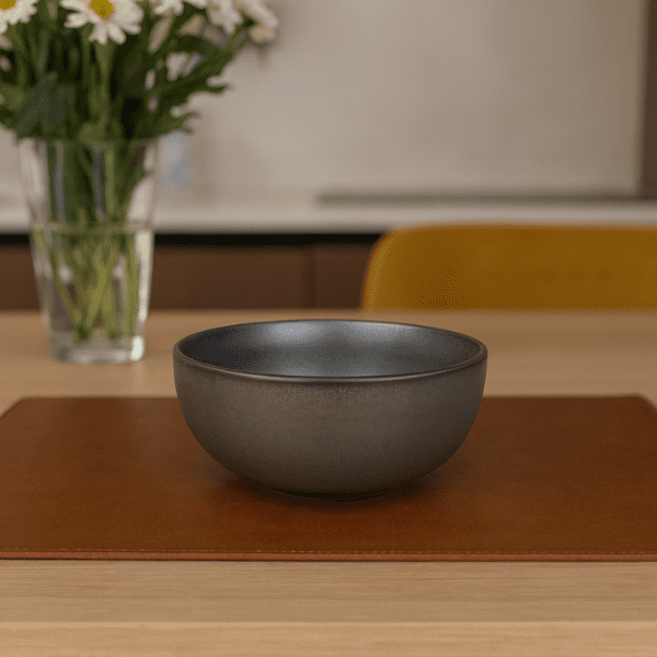 Handcrafted Ceramic Bowl – Matte Charcoal Brown Finish