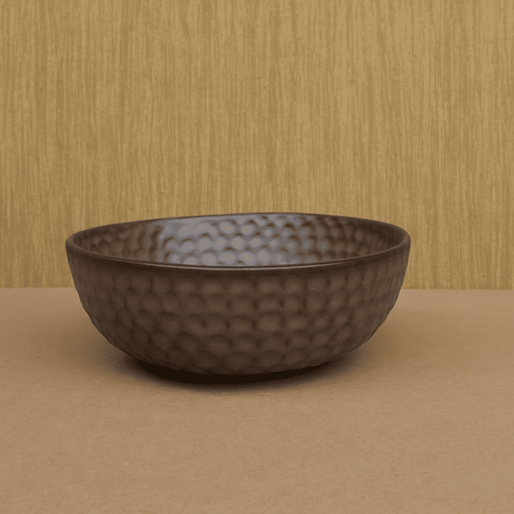 Matte Textured Ceramic Bowl – Charcoal Grey Finish