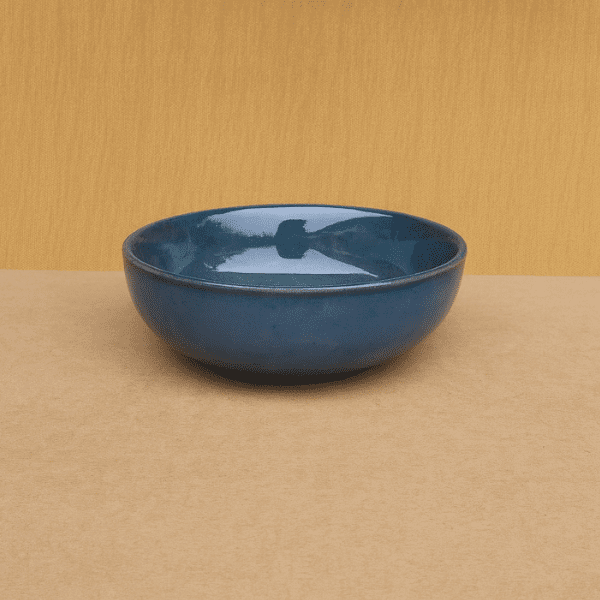 Handcrafted Deep Blue Ceramic Bowl – Glossy Glazed Finish