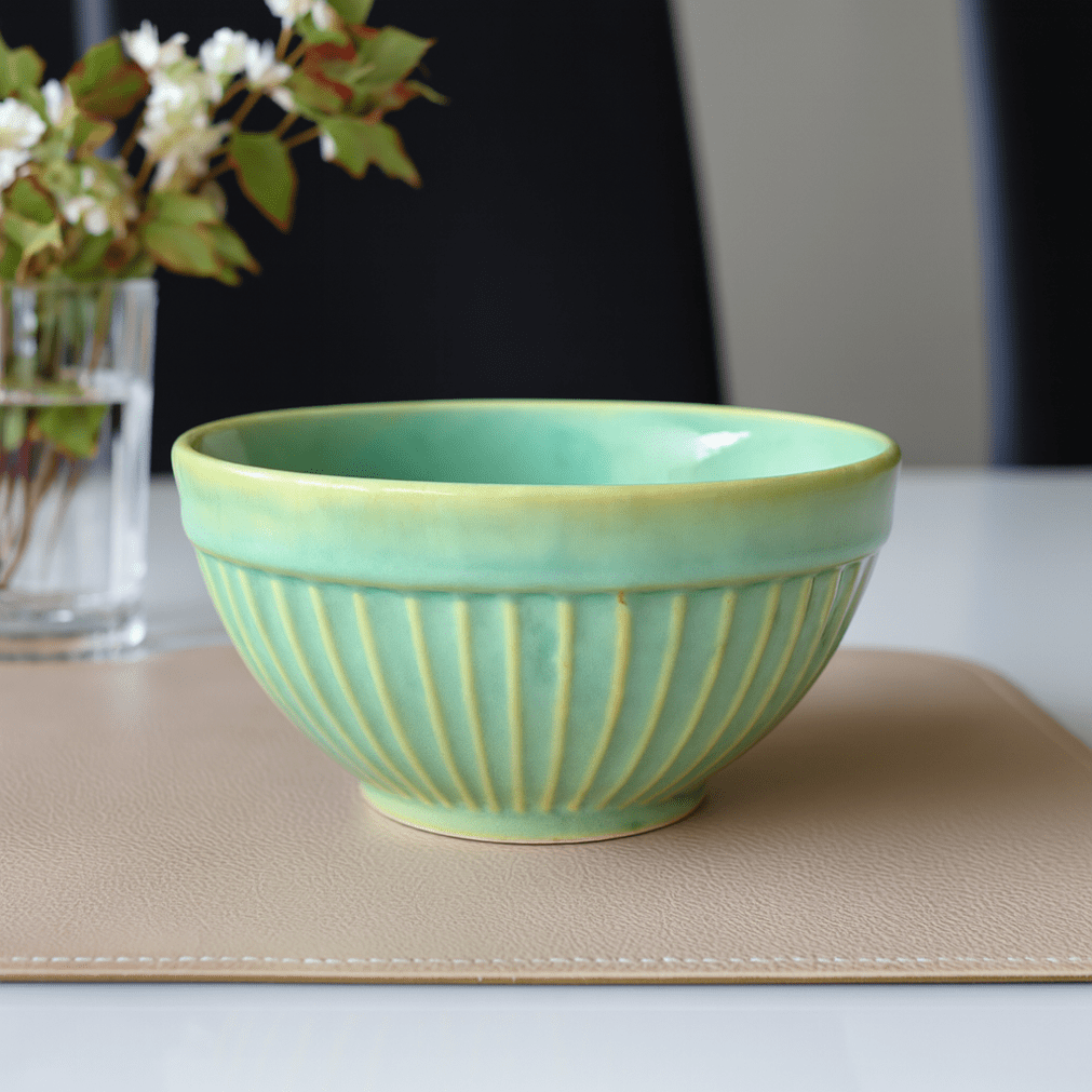 Handcrafted Ceramic Bowl – Textured Mint Green Glaze
