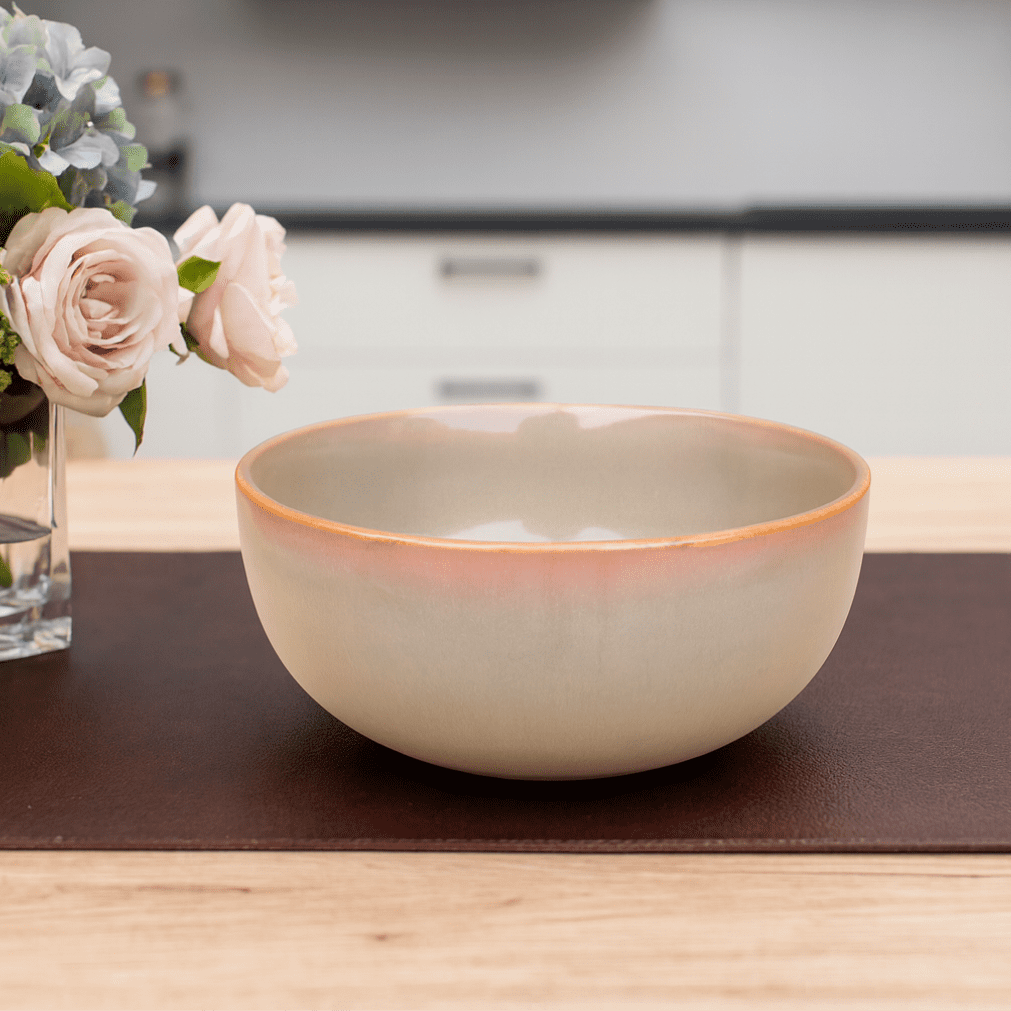 Handcrafted Ceramic Bowl – Soft Blush & Cream Gradient Glaze