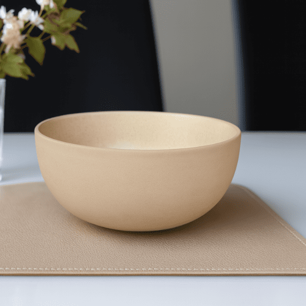 Minimalist Stoneware Bowl – Matte Beige Finish