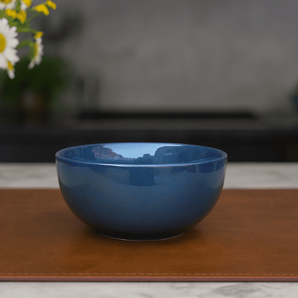 Handcrafted Ceramic Bowl – Deep Ocean Blue Glaze