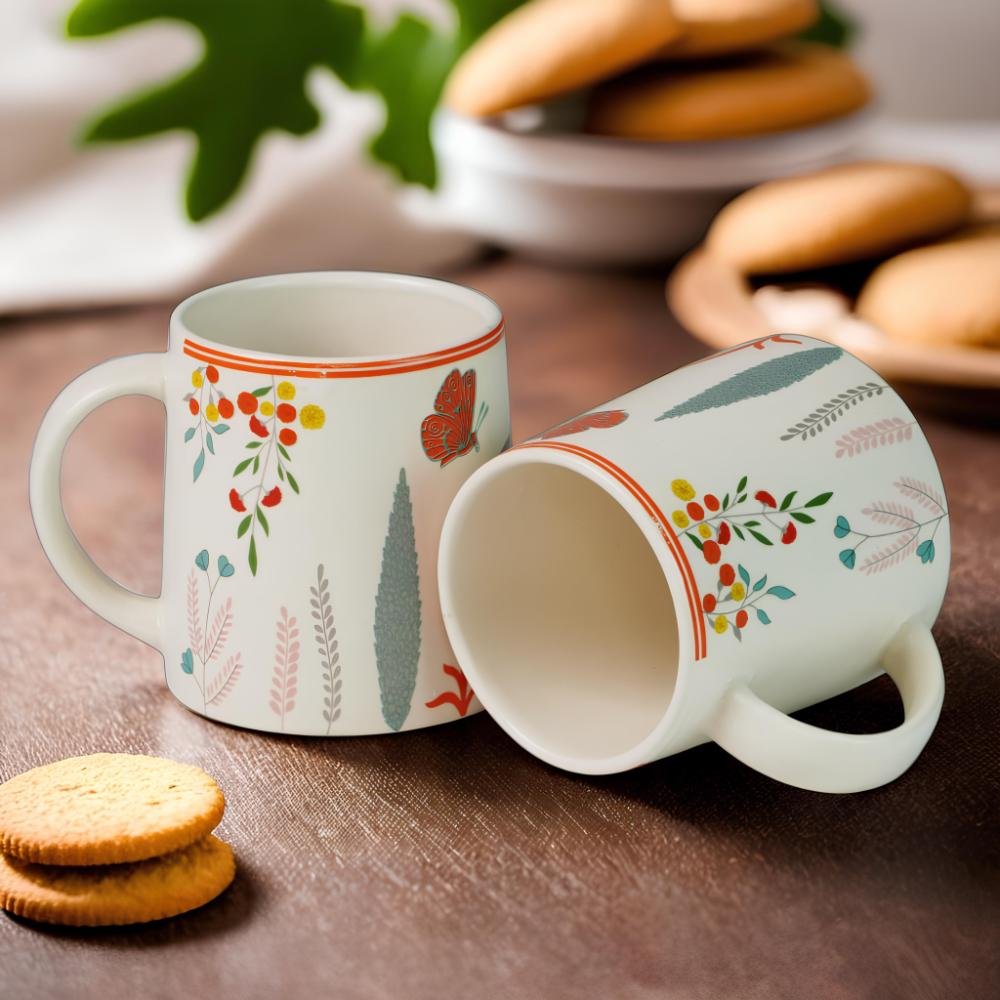 Somny Leaf Print Ceramic Mug Set of 6 - SM2011